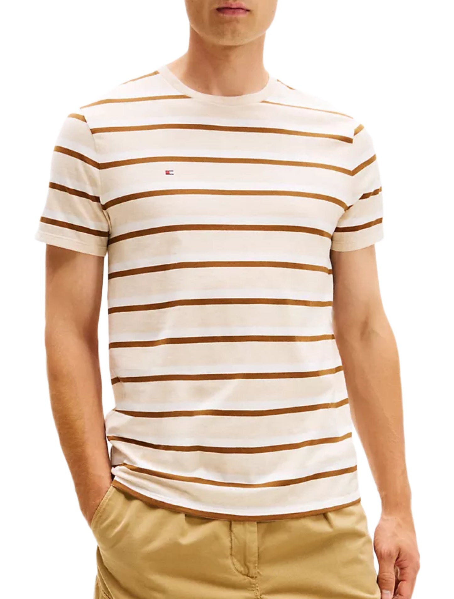 Camiseta TH rayas beige