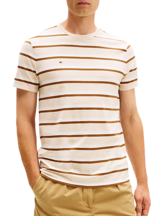 Camiseta TH rayas beige