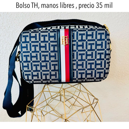 Bolso Manos Libres TH azul estampado bandera mujer