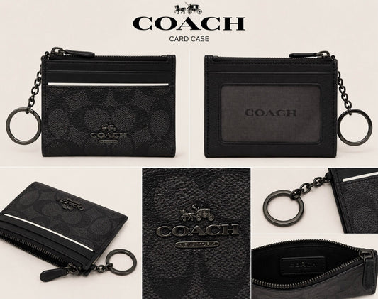 Tarjetero Coach gris con negro