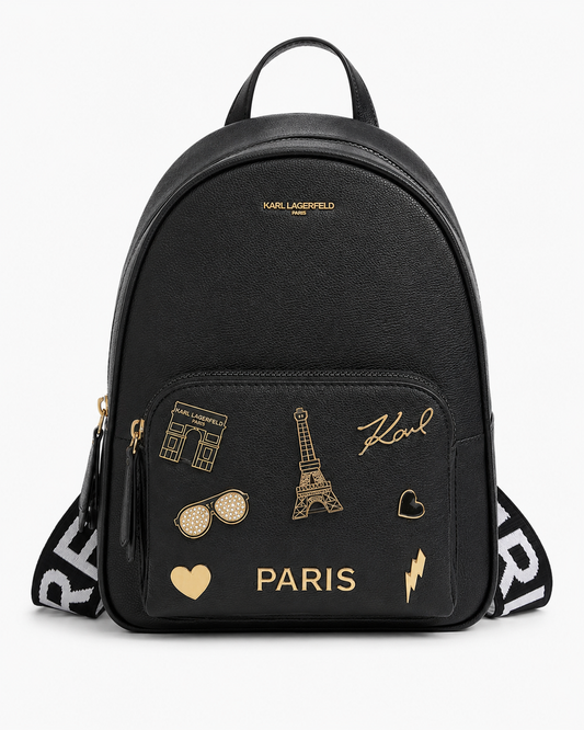 Mochila Karl Lagerfeld negra con pines
