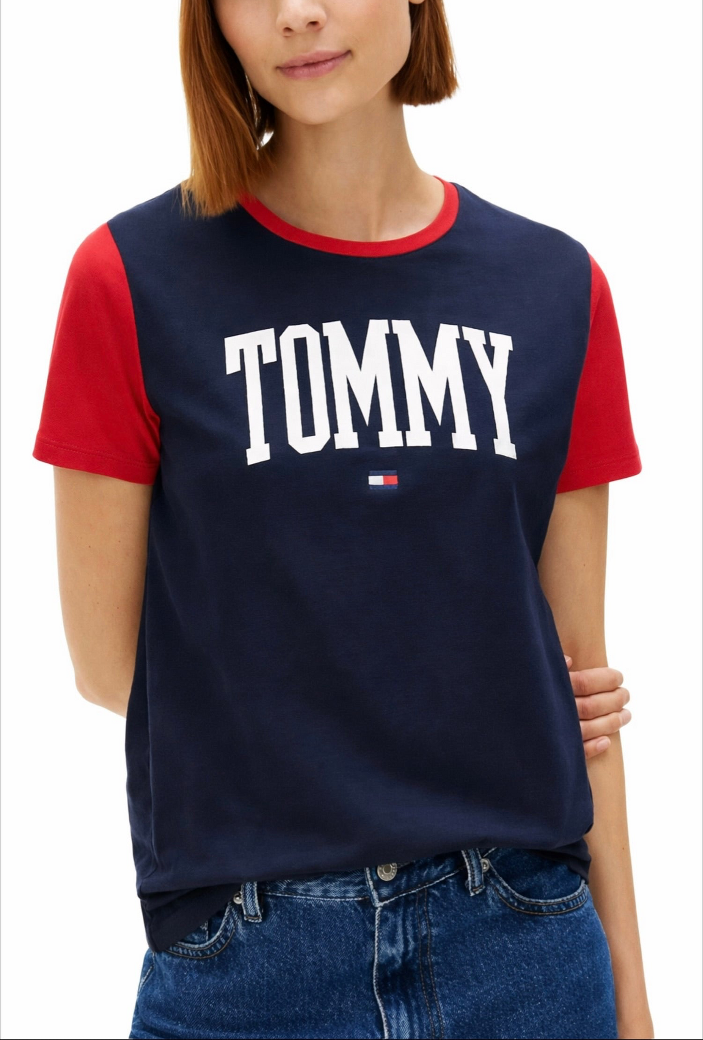 Blusa TH azul con rojo