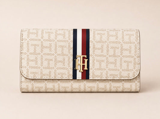 Billetera TH blanco hueso con estampado