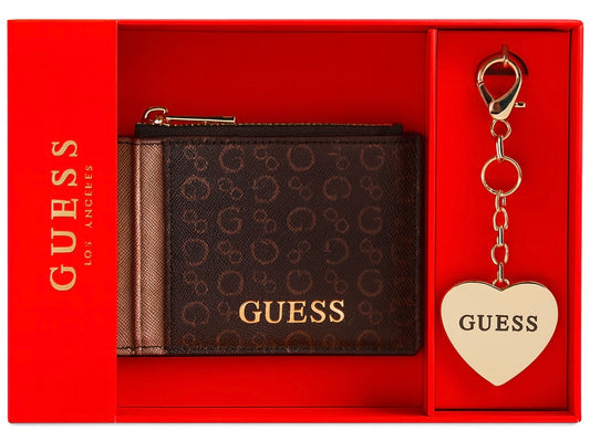 Tarjetero Guess café con llavero en caja