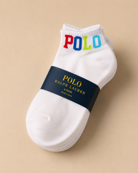 Medias Polo Ralph Lauren 6 pares blancas con bordado de colores