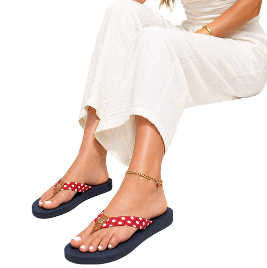 Sandalias TH mujer tira roja con puntos blancos