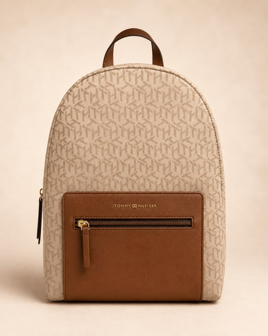 Mochila TH beige estampado