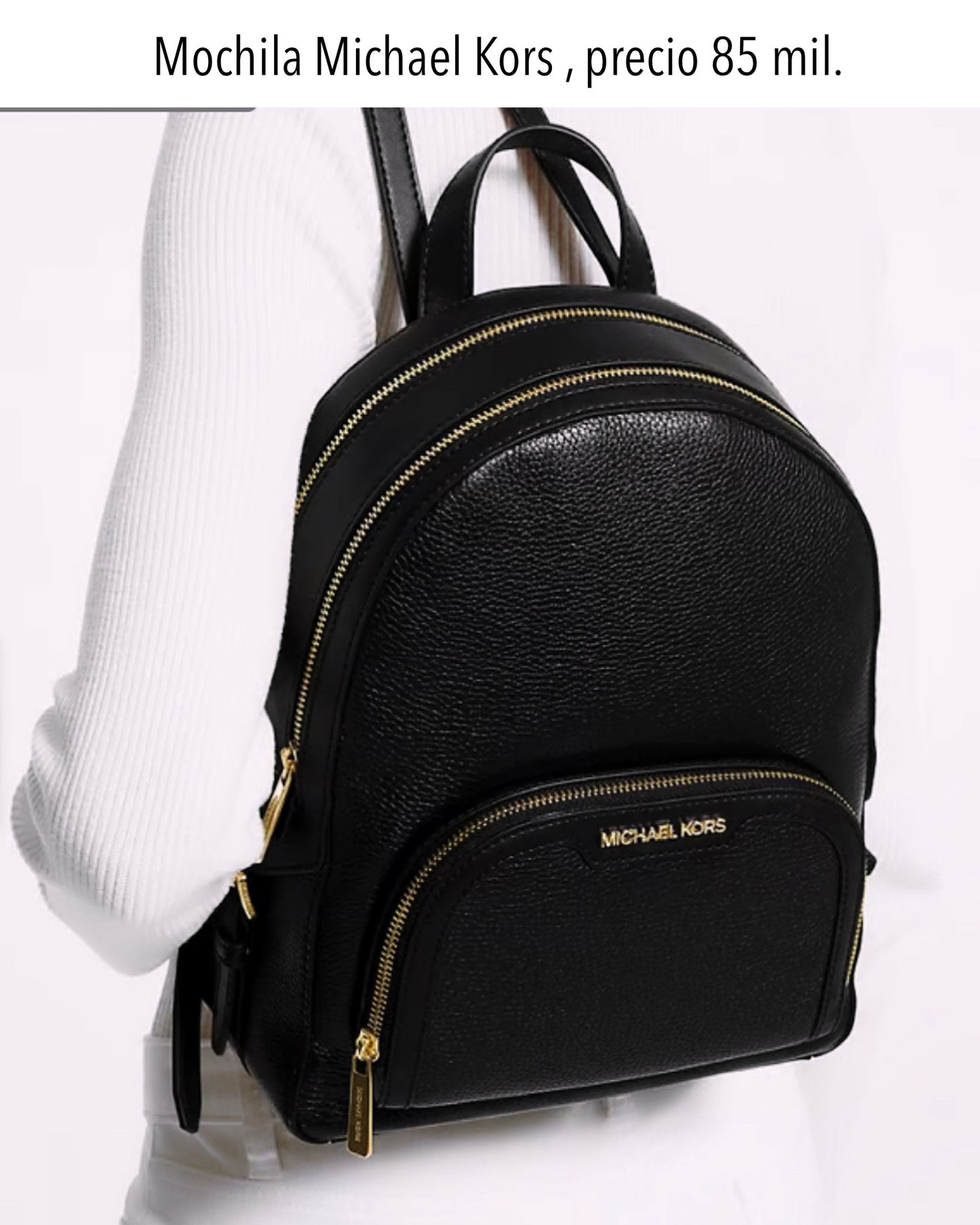 Mochila MK negro cuero mujer