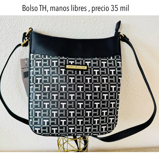 Bolso Manos Libres TH negro estampado mujer