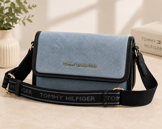 Bolso TH manos libres denim con azul