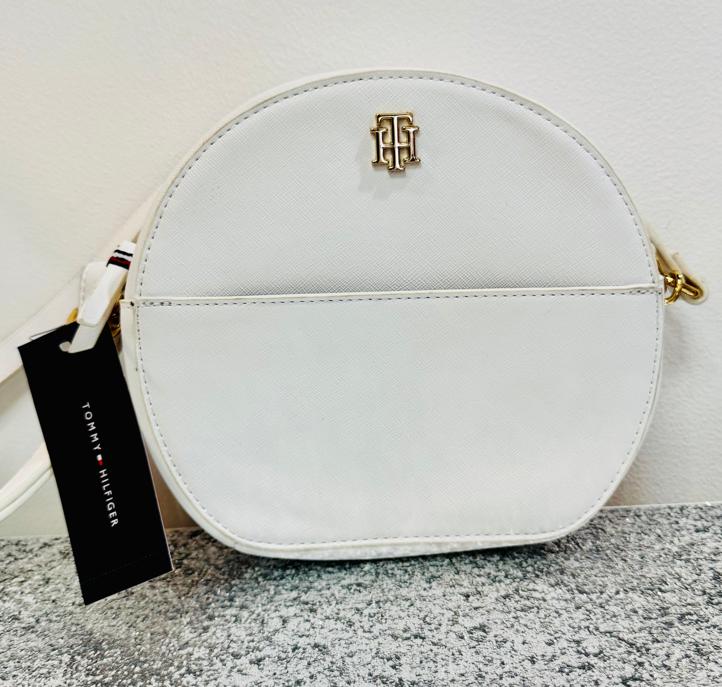 Bolso Manos Libres TH redondo blanco mujer