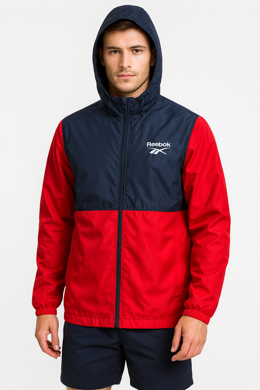 Jacket Reebok roja con azul impermeable