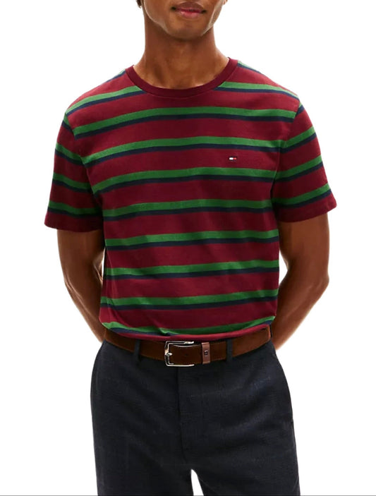 Camiseta TH rayas vino con rayas verdes y azul