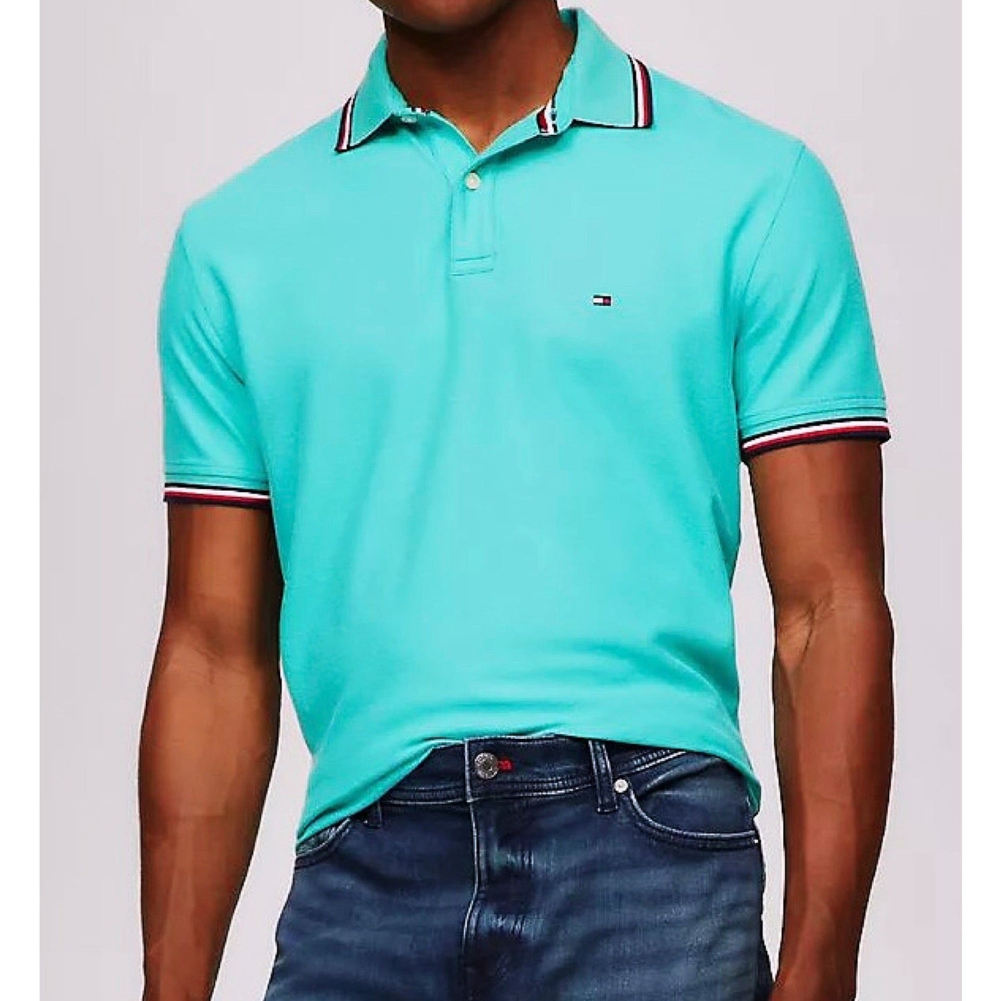 Camisa TH tipo polo menta con franjas