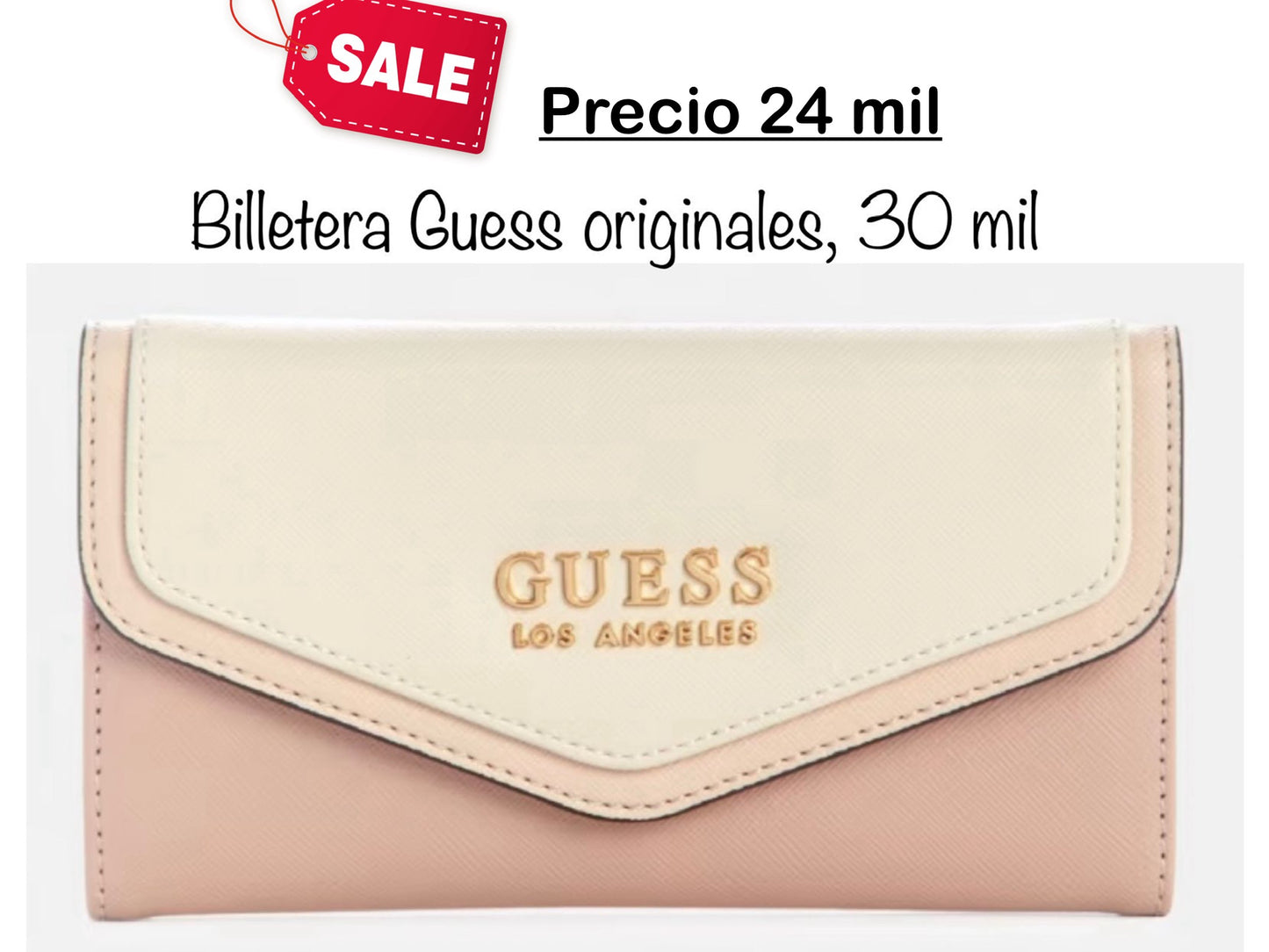 Billetera Guess palo rosa y beige