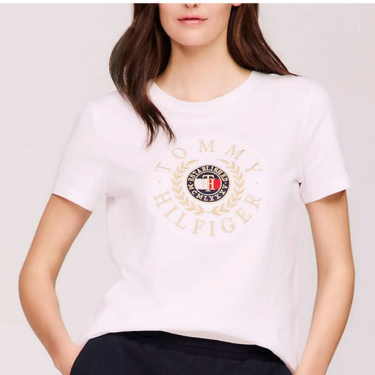 Blusa TH blanco bordado dorado