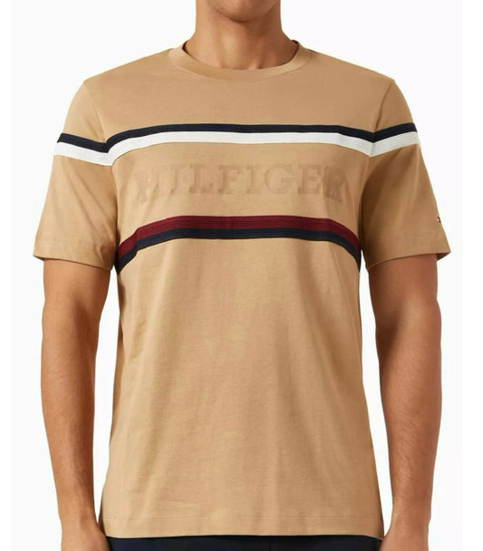 Camiseta TH beige con franjas