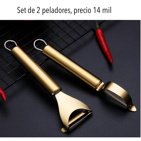 Set de 2 pelador dorado acero inoxidable