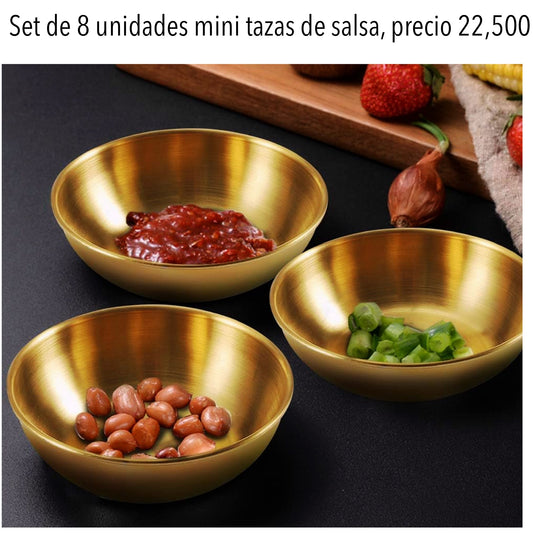 Set de 8 mini tazas doradas acero inoxidable