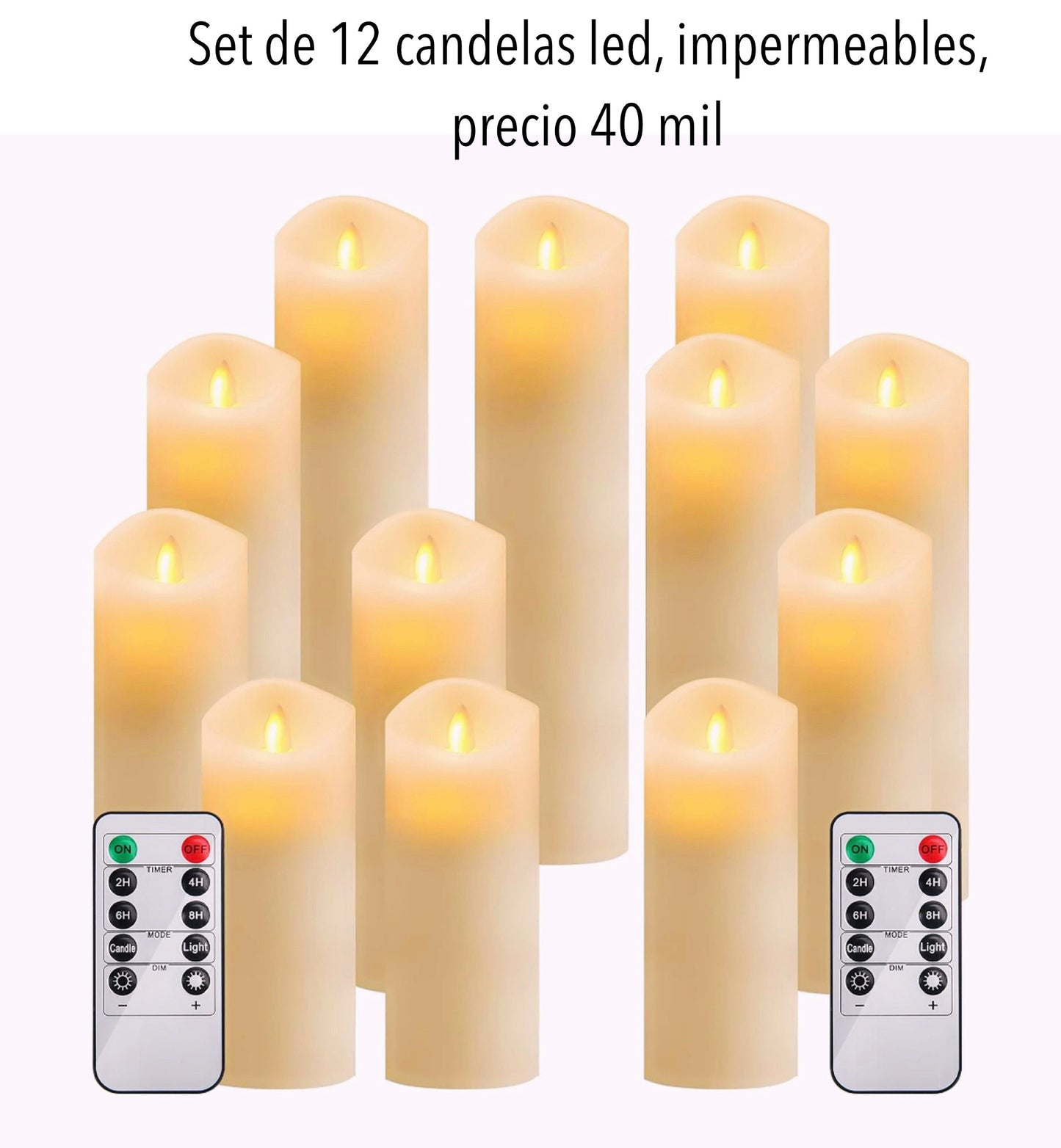 Set de 12 candelas LED y impermeables