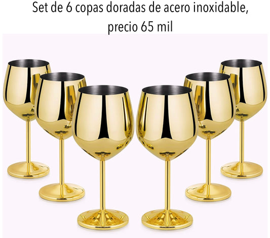 Set de 6 copas doradas acero inoxidable