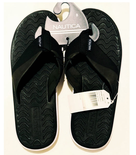 Sandalias Nautica negro cuero hombre