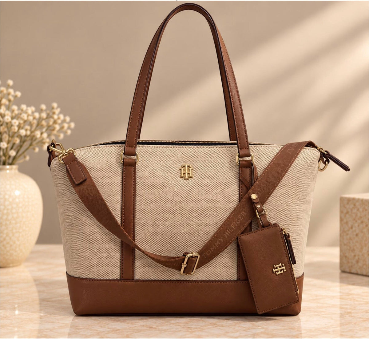 Bolso TH beige con monedero