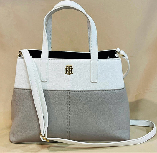 Bolso Manos Libres mediano blanco con gris