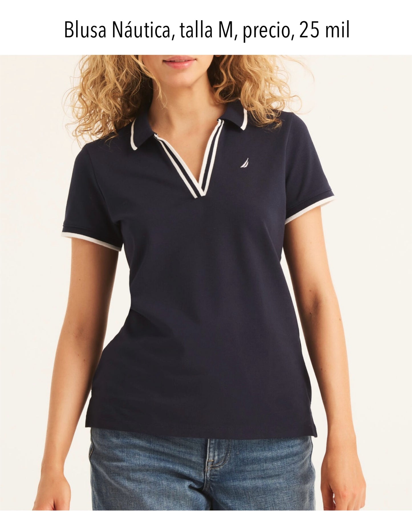 Blusa Nautica Tipo Polo azul