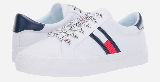 Tennis TH mujer bandera con relieve azul cordones letras