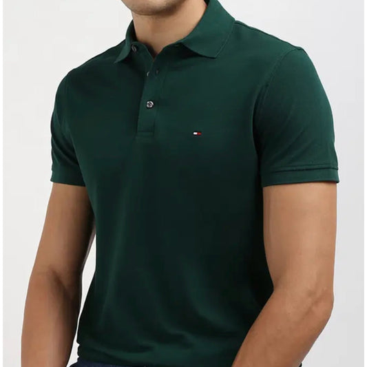 Camisa TH tipo polo verde oscuro SLIM FIT