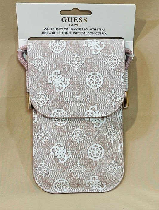 Porta Celular Guess palo rosa con detalles en blanco