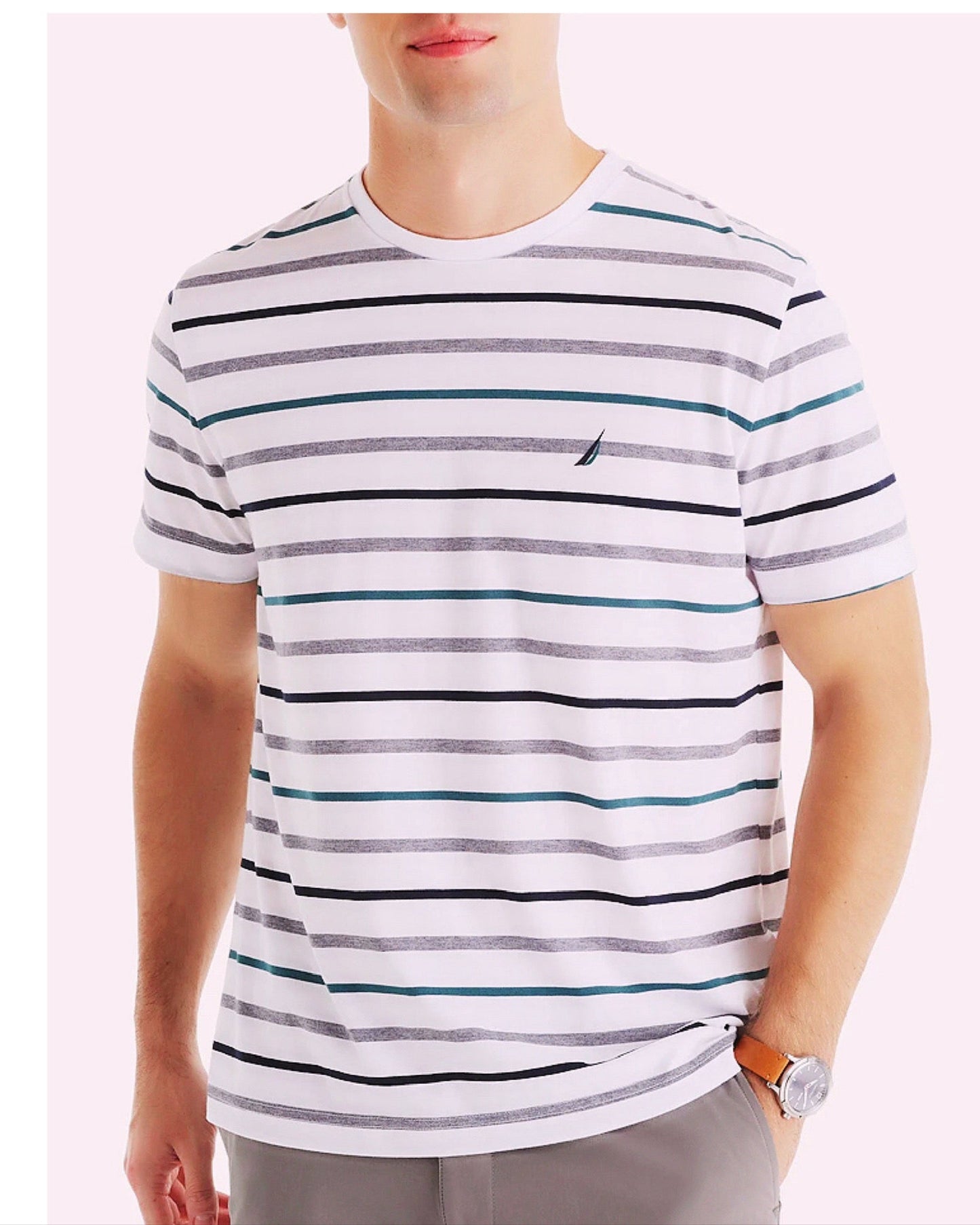 Camiseta Nautica blanco rayas hombre