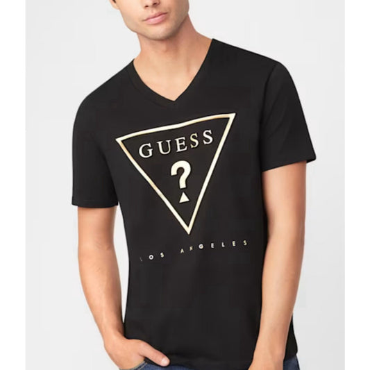 Camiseta Guess color negro con estampado dorado