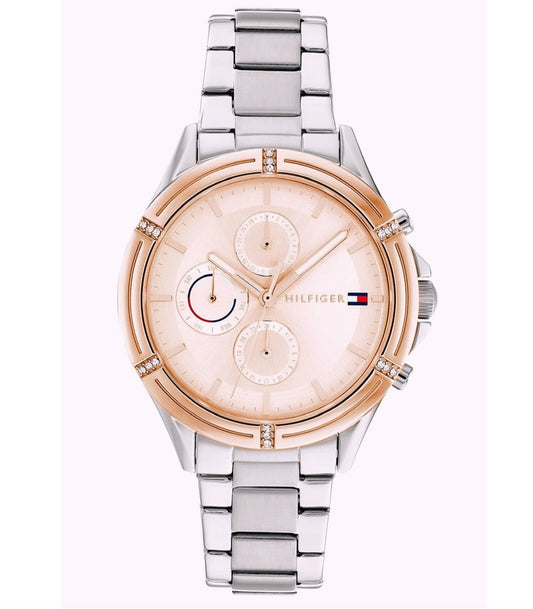 Reloj TH  Dama plateado con detalle en oro rosa