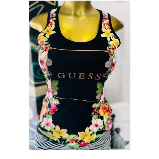 Blusa Guess tirantes negro flores