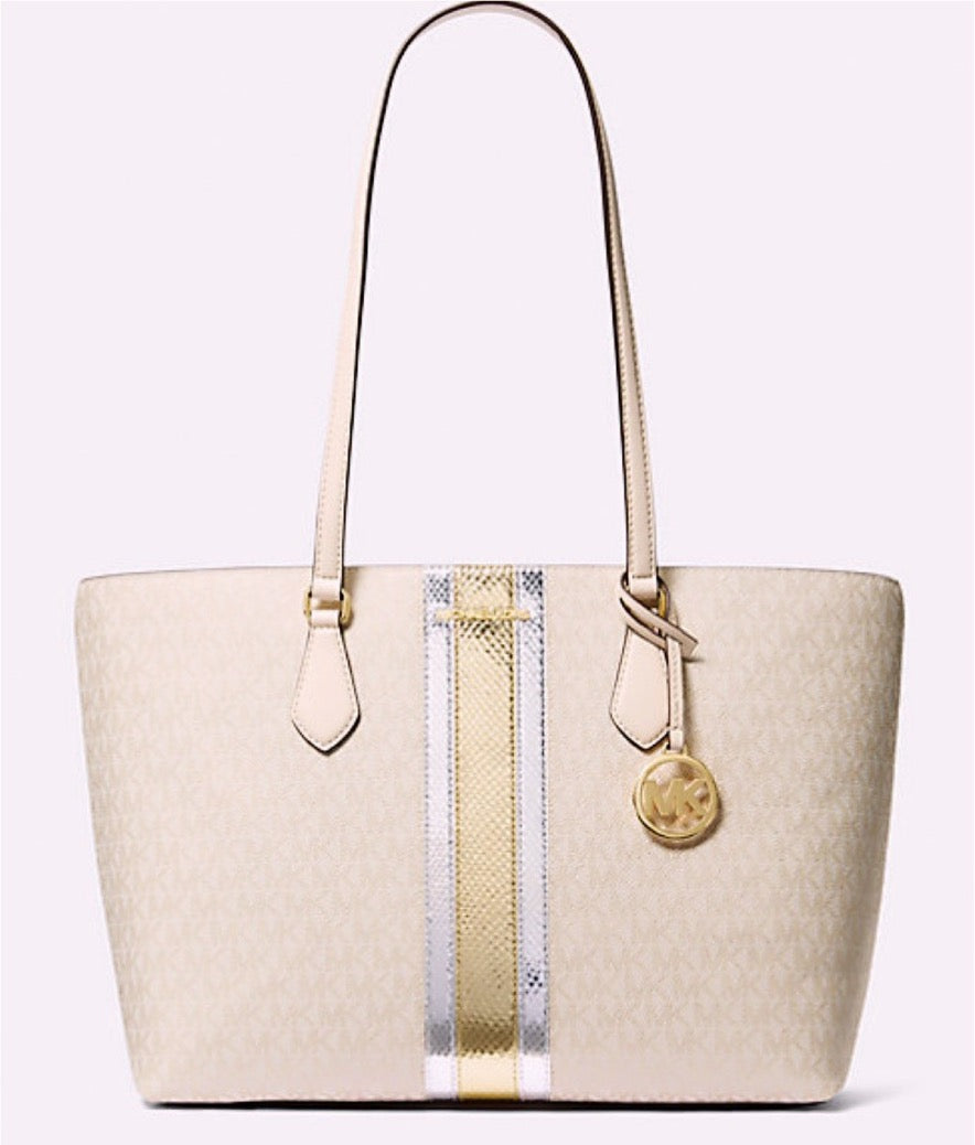 Bolso grande MK Vainilla con dorado plateado