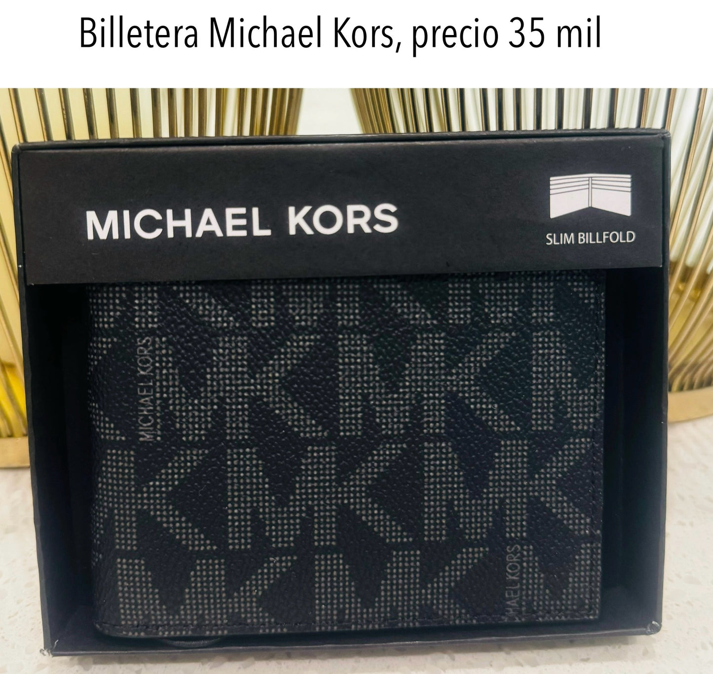 Billetera MK negro estampada hombre