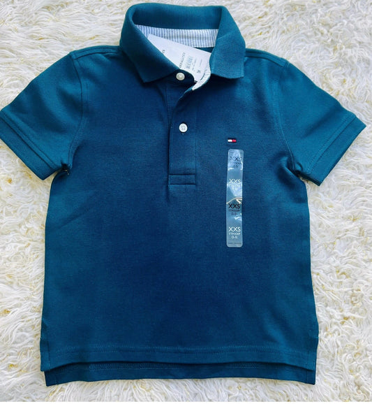 Camisa TH tipo polo turquesa niño