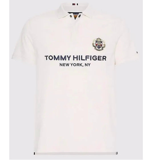 Camisa TH tipo polo blanco bordado niño