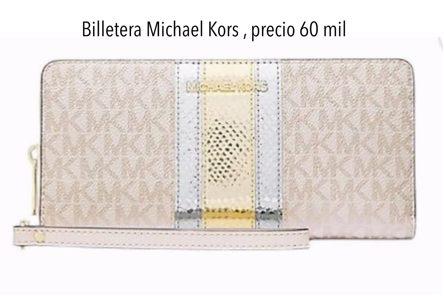 Billetera MK vainilla dorado mujer