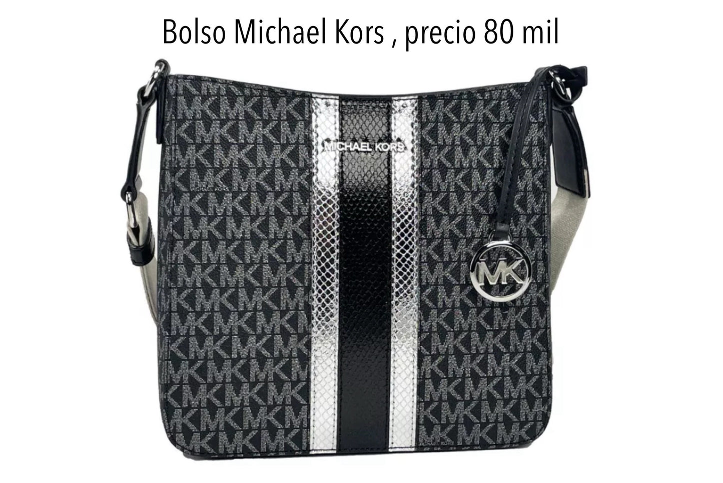 Bolso Manos Libres MK negro plateado mujer