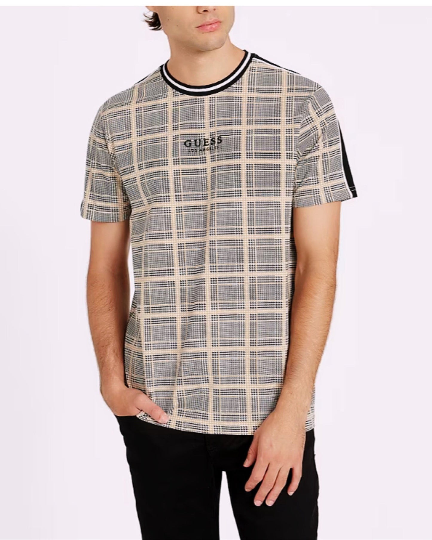 Camisa Guess estampado negro beige hombre