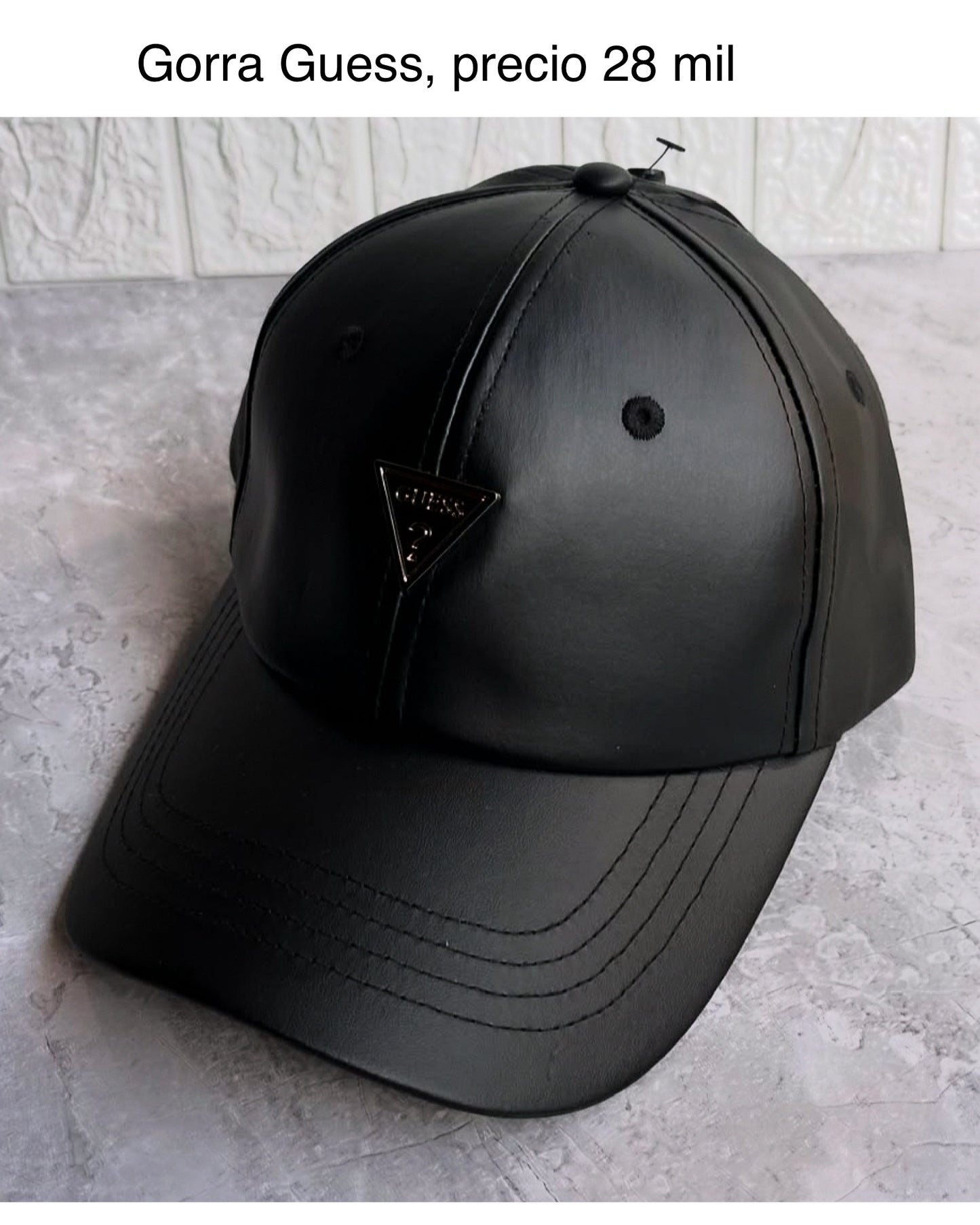 Gorra Guess unisex cuero logo negro