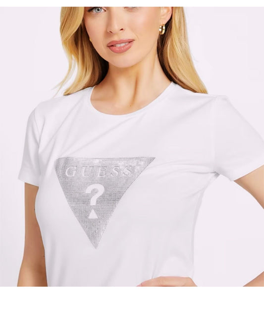 Blusa Guess blanco logo brillante mujer