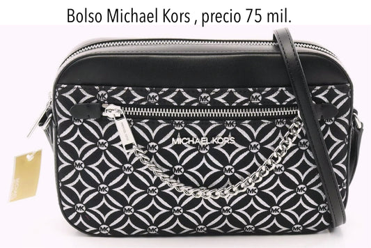 Bolso Manos Libres MK negro plateado mujer