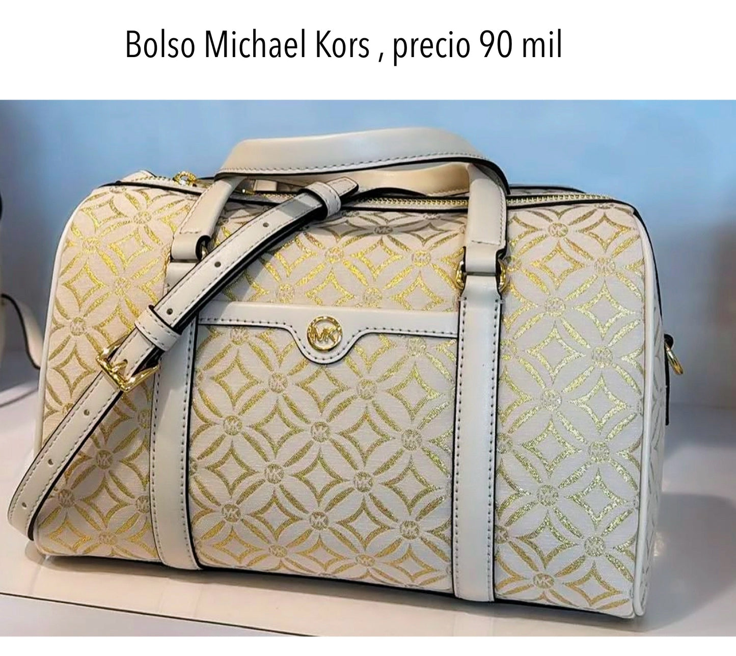 Bolso Michael Kors blanco hueso con dorado mediano