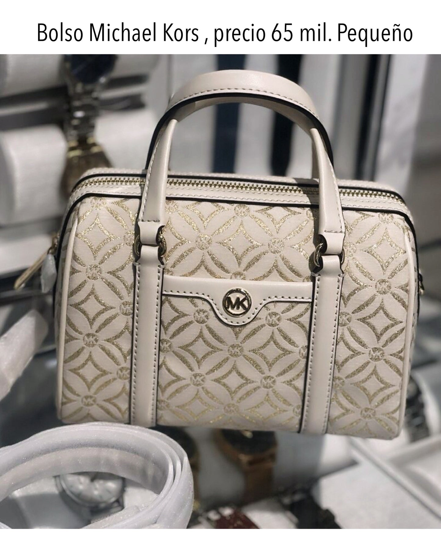 Bolso Michael Kors blanco hueso con dorado pequeño