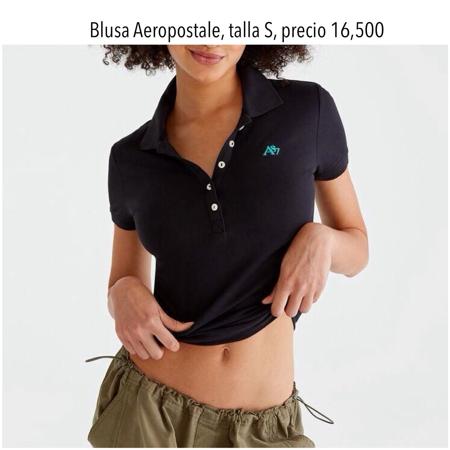 Blusa Aeropostale tipo polo negro