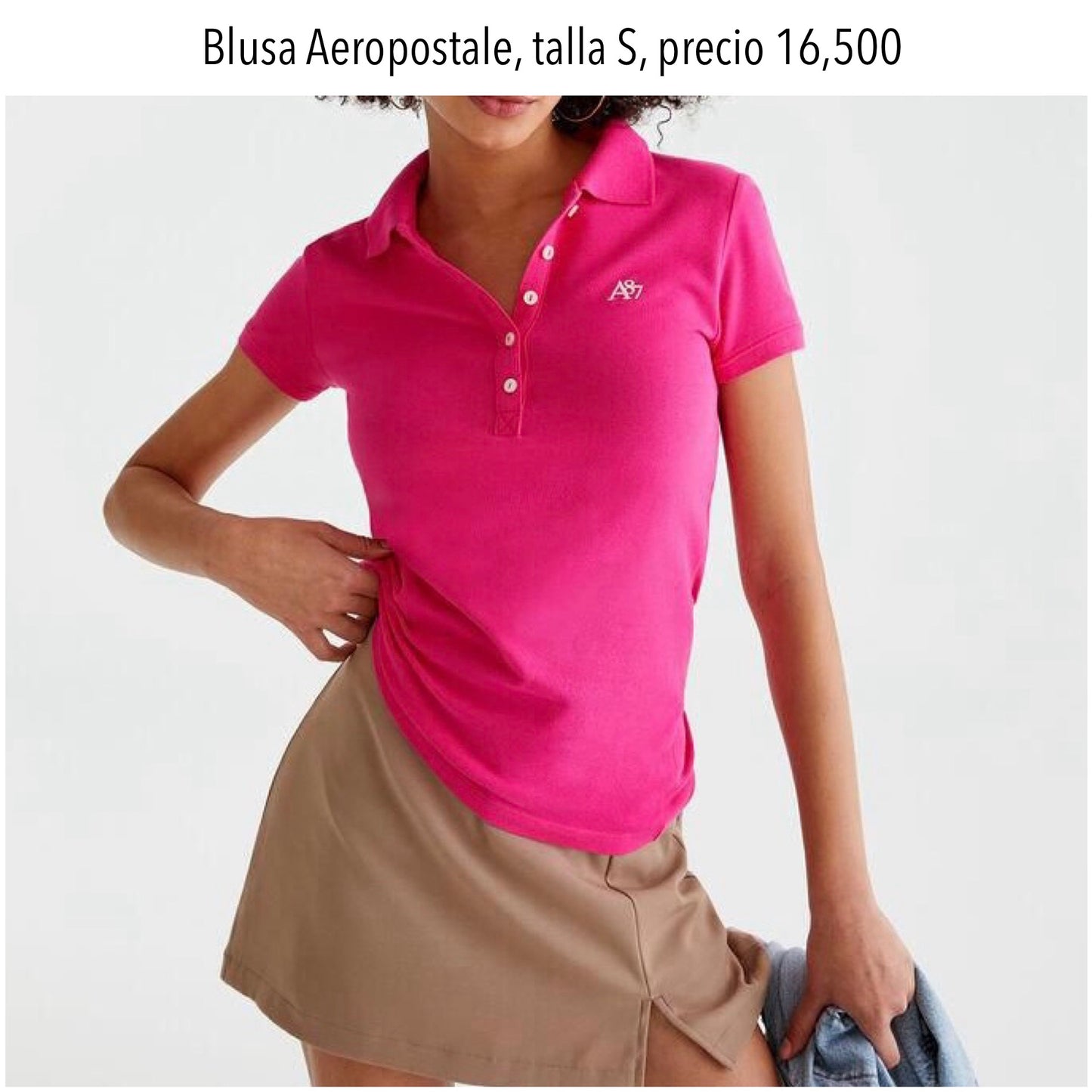 Blusa Aeropostale tipo polo fucsia